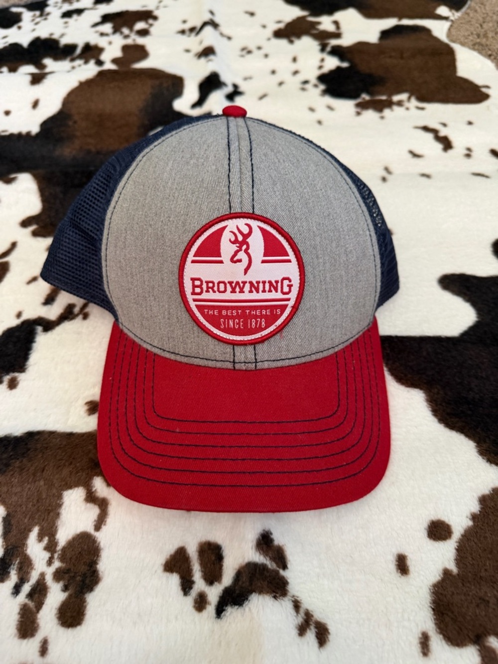 Browning Red, Gray & Navy Mesh Trucker Hat